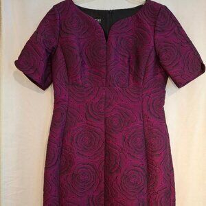 BIGIO Burgundy Brocade Floral Dress in  Size 8